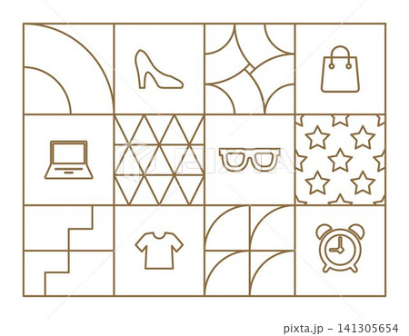 Holiday online shopping geometric background line art 141305654