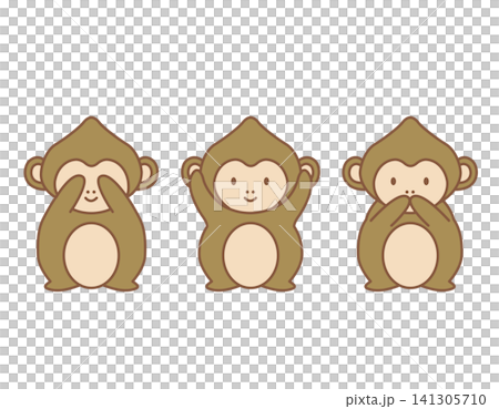 Cute illustrations of the three monkeys: see no evil, hear no evil, speak no evil. Cute illustrations of the three monkeys: see no evil, hear no evil, speak no evil. 141305710