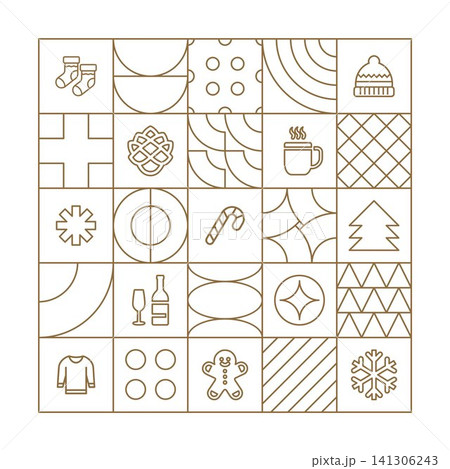 Winter Christmas Background Geometric Outlines Winter Christmas Background Geometric Outlines 141306243