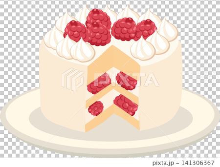 Layered raspberry cream cake with decorative frosting Layered raspberry cream cake with decorative frosting 141306367