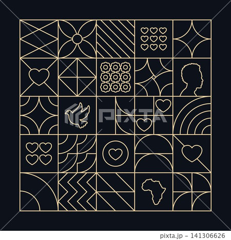 Abstract Geometric Black History Month Gold Outlines Abstract Geometric Black History Month Gold Outlines 141306626