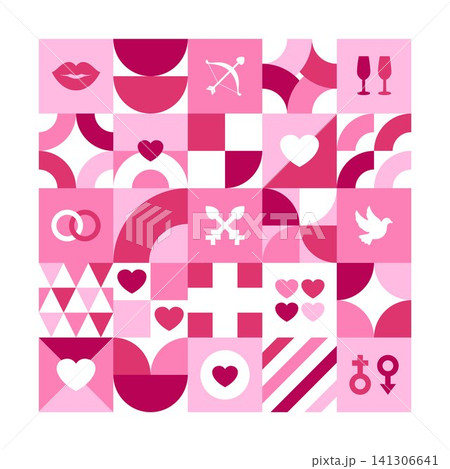 Pink Luxury Geometric Love Design 141306641