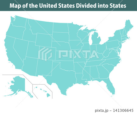州ごとに分けられるアメリカ地図のグラフィック素材 州ごとに分けられるアメリカ地図のグラフィック素材 141306645
