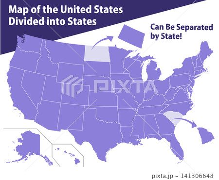 州ごとに分けられるアメリカ地図のグラフィック素材 州ごとに分けられるアメリカ地図のグラフィック素材 141306648