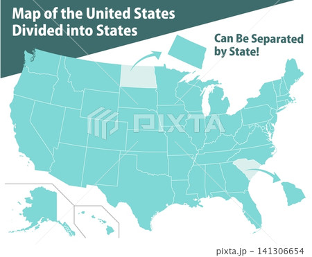 州ごとに分けられるアメリカ地図のグラフィック素材 州ごとに分けられるアメリカ地図のグラフィック素材 141306654