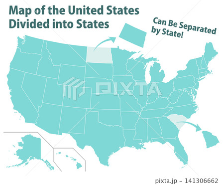 州ごとに分けられるアメリカ地図のグラフィック素材 州ごとに分けられるアメリカ地図のグラフィック素材 141306662