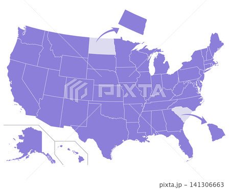 州ごとに分けられるアメリカ地図のグラフィック素材 州ごとに分けられるアメリカ地図のグラフィック素材 141306663