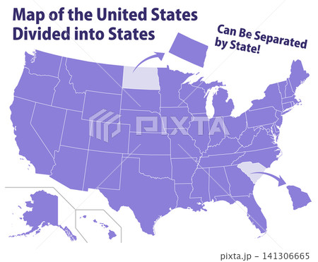 州ごとに分けられるアメリカ地図のグラフィック素材 州ごとに分けられるアメリカ地図のグラフィック素材 141306665