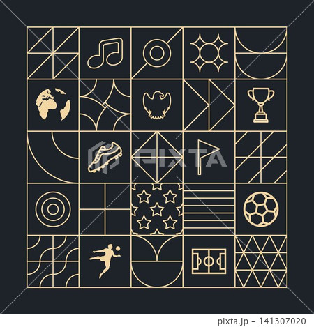 Vector Minimal Background Football Cup Outlines 141307020