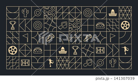 Flat Abstract Geometric Minimal Football Outlines Flat Abstract Geometric Minimal Football Outlines 141307039