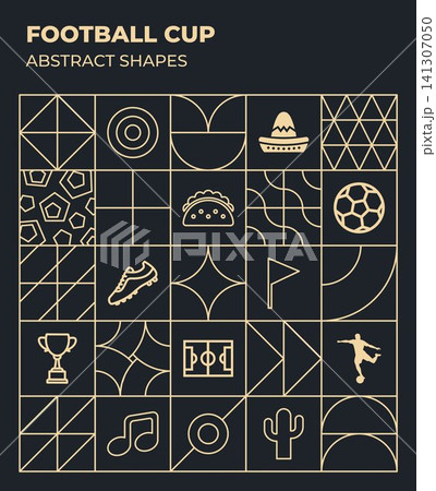 Abstract Minimalist Flat Football Cup Design Outline 141307050