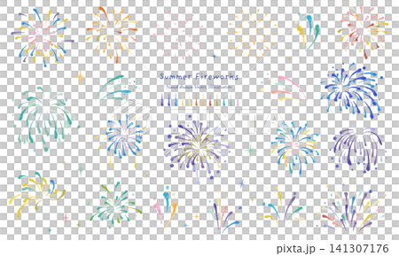 Colorful Watercolor Fireworks Collection - Hand-Drawn Vector Set Colorful Watercolor Fireworks Collection - Hand-Drawn Vector Set 141307176