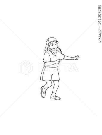 運動会で走る女の子のイラスト 運動会で走る女の子のイラスト 141307299