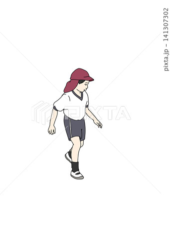 運動会で歩く男の子のイラスト 運動会で歩く男の子のイラスト 141307302