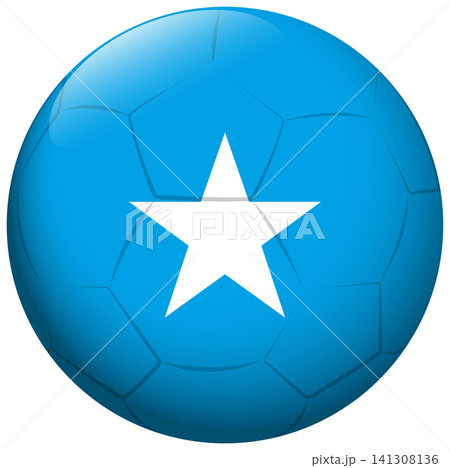 Soccer Ball with Somali National Flag Colors and White Star 141308136