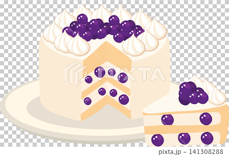 Creamy Grape Cake Slice with Fresh Fruit Topping Cartoon Design Creamy Grape Cake Slice with Fresh Fruit Topping Cartoon Design 141308288