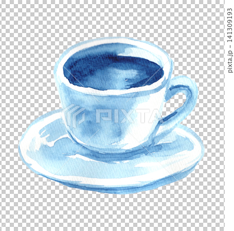 An illustration of a coffee cup in the style of ink painting. An illustration of a coffee cup in the style of ink painting. 141309193