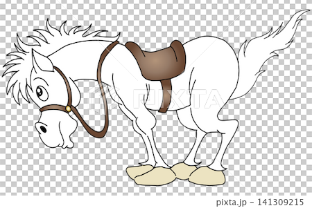 Hand-drawn animal illustration ☆ White horse Hand-drawn animal illustration ☆ White horse 141309215