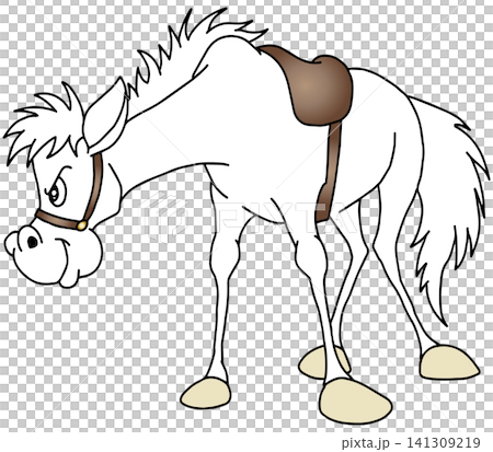 手繪動物插畫☆白馬 141309219
