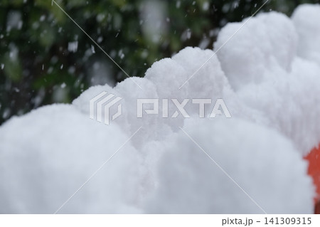 垣根に積もる雪のパターン 垣根に積もる雪のパターン 141309315