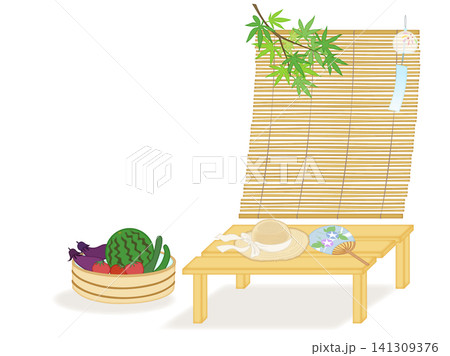 夏野菜のある夏の縁側の風景 141309376
