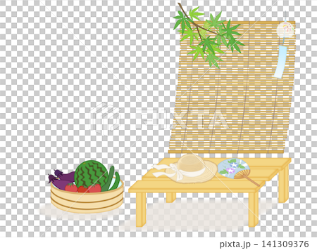 夏野菜のある夏の縁側の風景 141309376