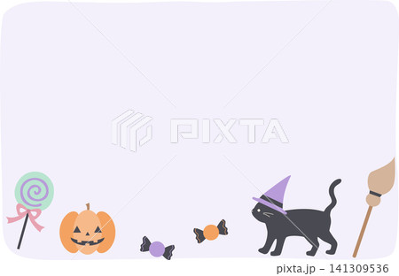 おしゃれでかわいいハロウィンフレームイラスト素材 おしゃれでかわいいハロウィンフレームイラスト素材 141309536