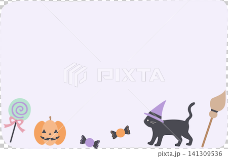 おしゃれでかわいいハロウィンフレームイラスト素材 おしゃれでかわいいハロウィンフレームイラスト素材 141309536