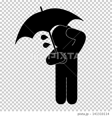 日傘をさす人のピクトグラム 熱中症対策・紫外線対策・暑さ対策の人物アイコン 141310114