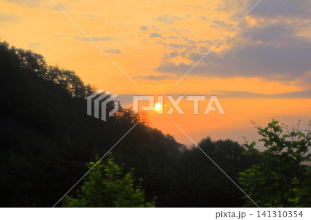 【令和の森】和歌山県野迫川村の朝日2 【令和の森】和歌山県野迫川村の朝日2 141310354