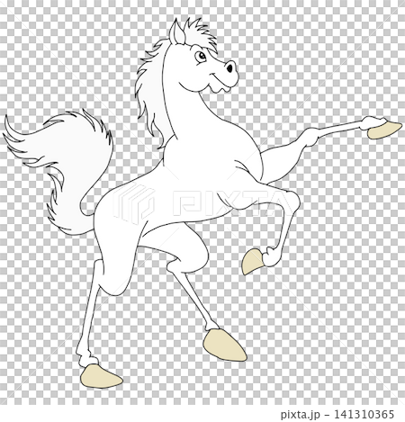 Hand-drawn animal illustration ☆ White horse Hand-drawn animal illustration ☆ White horse 141310365