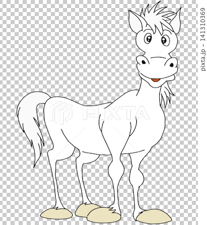 Hand-drawn animal illustration ☆ White horse Hand-drawn animal illustration ☆ White horse 141310369