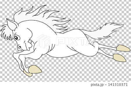 Hand-drawn animal illustration ☆ White horse Hand-drawn animal illustration ☆ White horse 141310371