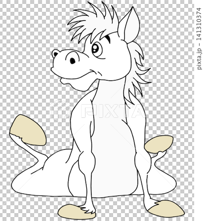 Hand-drawn animal illustration ☆ White horse Hand-drawn animal illustration ☆ White horse 141310374