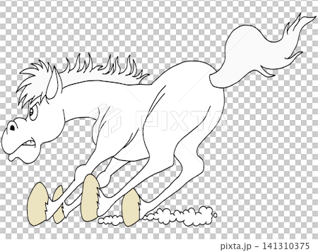 Hand-drawn animal illustration ☆ White horse Hand-drawn animal illustration ☆ White horse 141310375