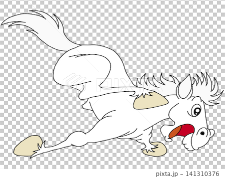 Hand-drawn animal illustration ☆ White horse Hand-drawn animal illustration ☆ White horse 141310376