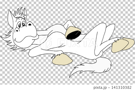 Hand-drawn animal illustration ☆ White horse Hand-drawn animal illustration ☆ White horse 141310382