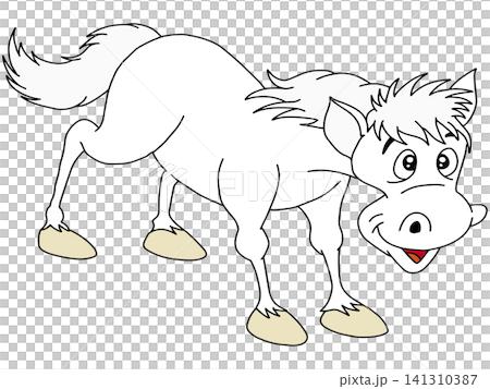 Hand-drawn animal illustration ☆ White horse Hand-drawn animal illustration ☆ White horse 141310387