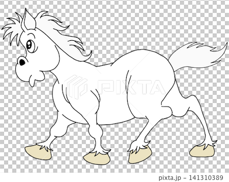 Hand-drawn animal illustration ☆ White horse Hand-drawn animal illustration ☆ White horse 141310389