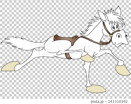 手繪動物插畫☆白馬 141310392