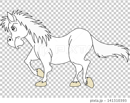 Hand-drawn animal illustration ☆ White horse Hand-drawn animal illustration ☆ White horse 141310393
