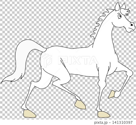 Hand-drawn animal illustration ☆ White horse Hand-drawn animal illustration ☆ White horse 141310397