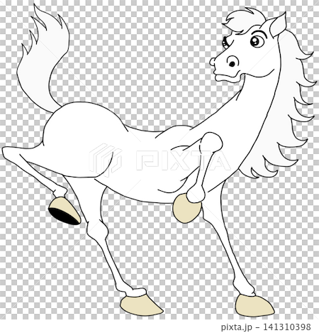 手繪動物插畫☆白馬 141310398