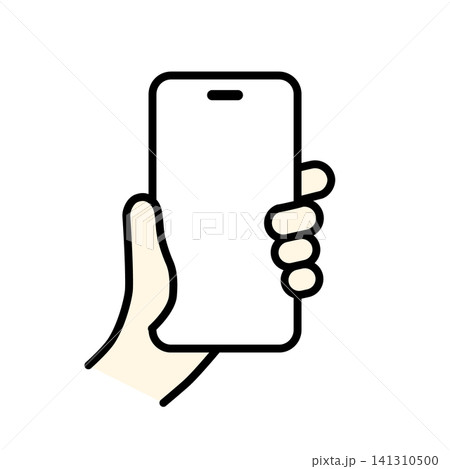 スマートフォンを持つ手のイラスト|カラー スマートフォンを持つ手のイラスト|カラー 141310500