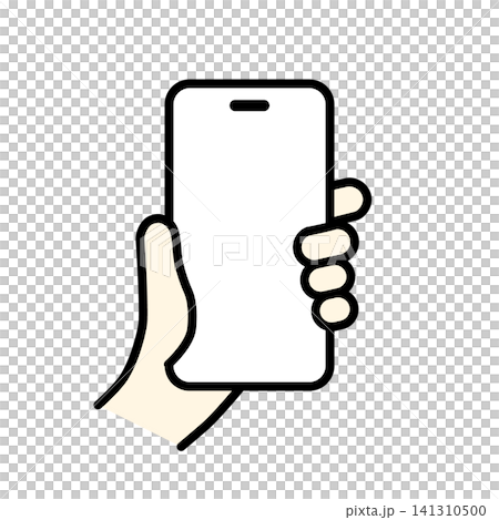 スマートフォンを持つ手のイラスト|カラー スマートフォンを持つ手のイラスト|カラー 141310500