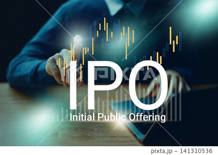 Market activity shows interest in Initial Public Offering IPO with data analysis on a digital device Market activity shows interest in Initial Public Offering IPO with data analysis on a digital device 141310536
