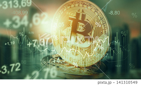 Chart showing money trends with a focus on Bitcoin during a recession period Chart showing money trends with a focus on Bitcoin during a recession period 141310549