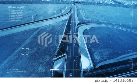Surveillance system tracks vehicles on a highway in a rural area during clear weather Surveillance system tracks vehicles on a highway in a rural area during clear weather 141310598