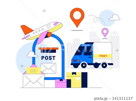 World Postal Day Illustration Featuring Global Mail Delivery, Postal Service, Letters, Parcel Shipping, Communication Network, and Courier System World Postal Day Illustration Featuring Global Mail Delivery, Postal Service, Letters, Parcel Shipping, Communication Network, and Courier System 141311137