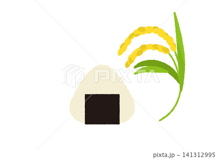 おにぎりと稲穂のベクターイラスト おにぎりと稲穂のベクターイラスト 141312995